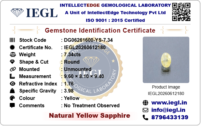 Ceylon Yellow Sapphire - 7.34 Carat