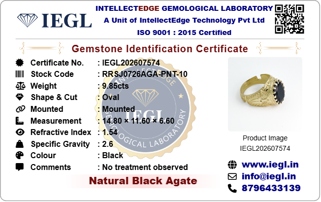 Royal Black Agate Ring (9.85 Carat)