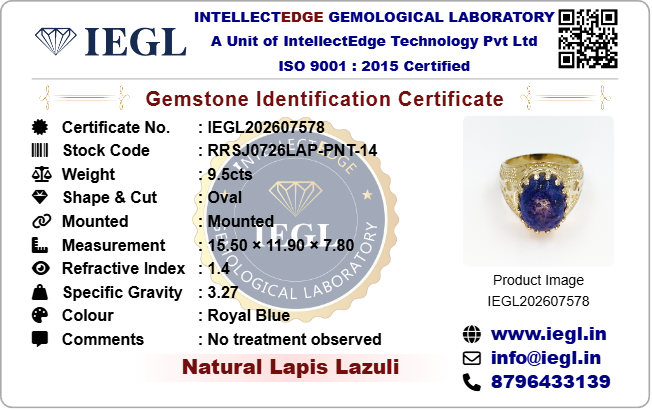Royal Lapis Lazuli Ring (9.50 Carat)