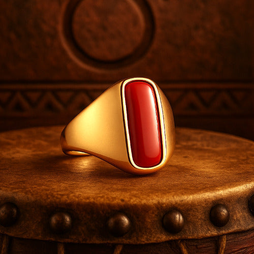 Coral Moonga Panchdhatu Ring
