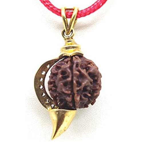 Five face Rudraksha with Panch Dhatu Shankh Pendant