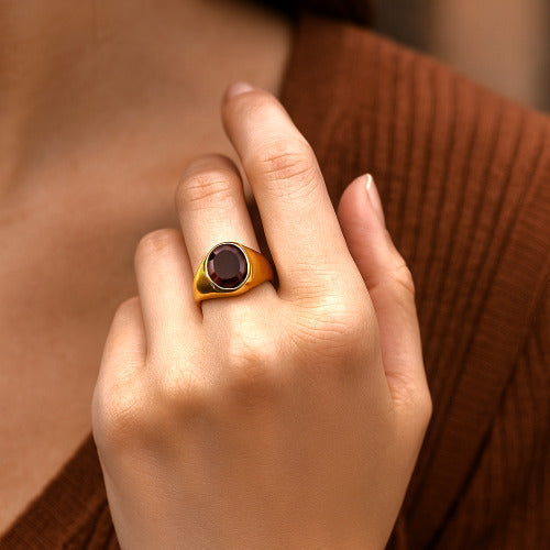 Hessonite (Gomed) Panchdhatu Ring | Lab certified | Adjustable Ring