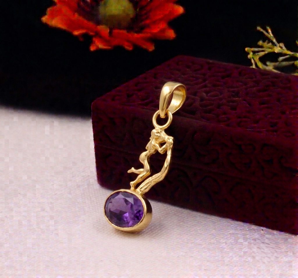 Amethyst -Jamunia Pendant with Chain