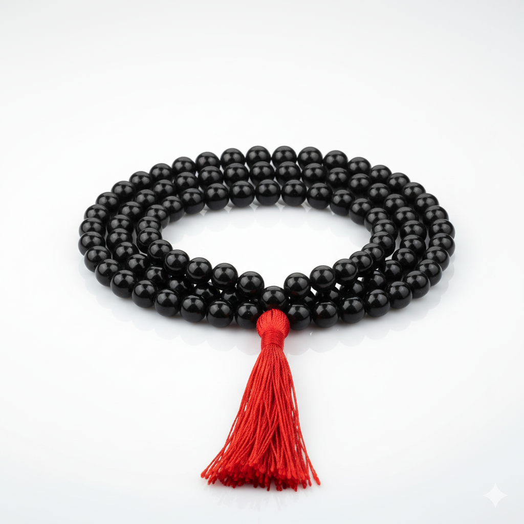 Kale Hakik Ki Mala - Black Agate Rosary