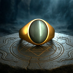 Natural Cat's Eye Lehsuniya Ring Panchdhatu