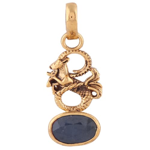 Blue Sapphire -Neelam Pendant Panchdhatu with Chain