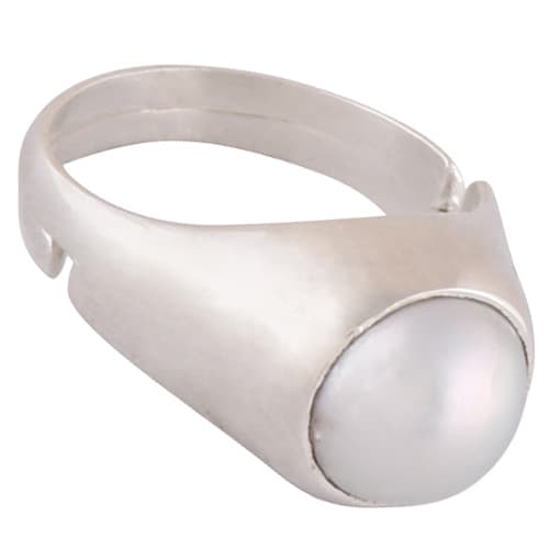 Pearl (Moti) Sterling Silver Ring | Lab certified | Adjustable Ring