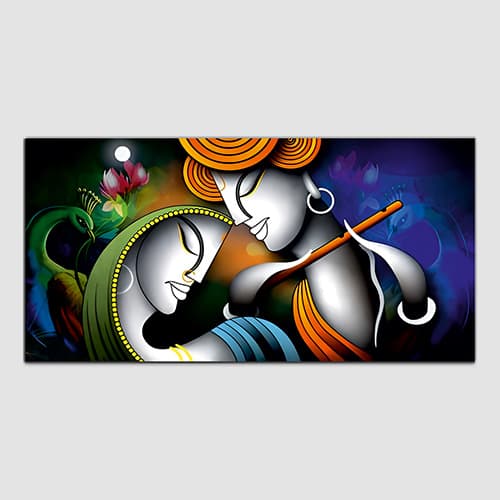 Radha Krishna Blue Canvas Wall Painting (WP_0325N)
