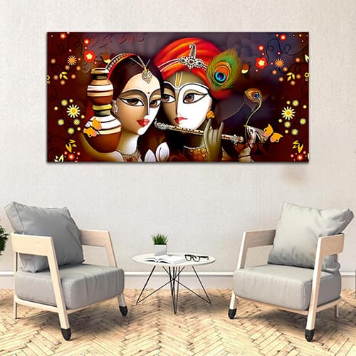 Radha Krishna Multicolor Canvas Wall Painting (WP_0326N)