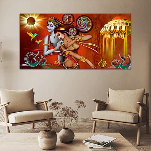 Radha Krishna Multicolor Canvas Wall Painting (WP_0327N)