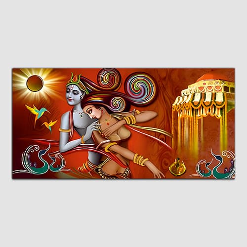 Radha Krishna Multicolor Canvas Wall Painting (WP_0327N)