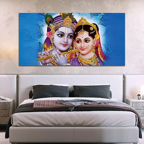 Radha Krishna Blue Canvas Wall Painting (WP_0328N)