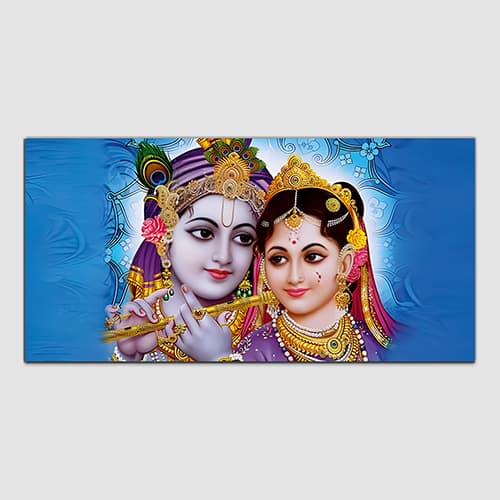 Radha Krishna Blue Canvas Wall Painting (WP_0328N)