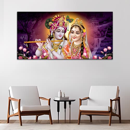 Radha Krishna Multicolor Canvas Wall Painting (WP_0329N)