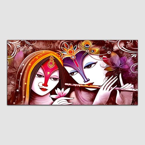 Radha Krishna Abstract Multicolor Canvas Wall Painting (WP_0330N)