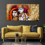 Radha Krishna Abstract Multicolor Canvas Wall Painting (WP_0331N)