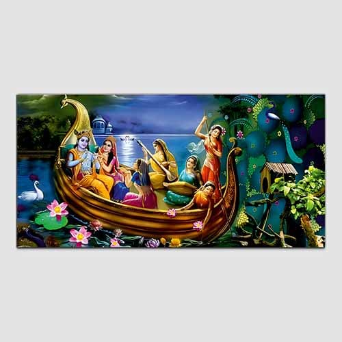 Radha Krishna Abstract Multicolor Canvas Wall Painting (WP_0332N)