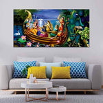 Radha Krishna Abstract Multicolor Canvas Wall Painting (WP_0332N)