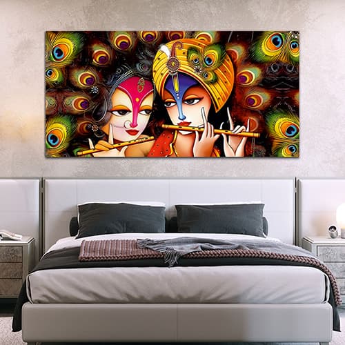 Radha Krishna Multicolor Canvas Wall Painting (WP_0334N)