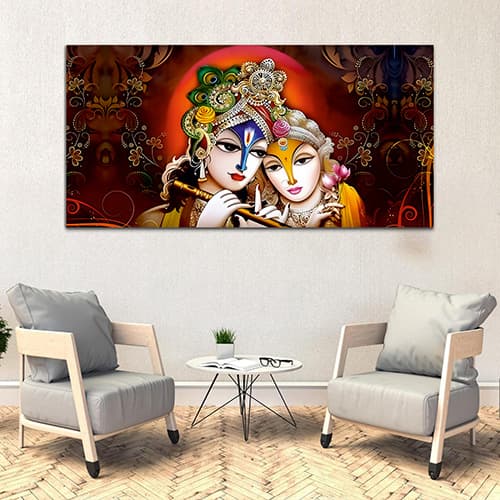 Radha Krishna Multicolor Canvas Wall Painting (WP_0338N)