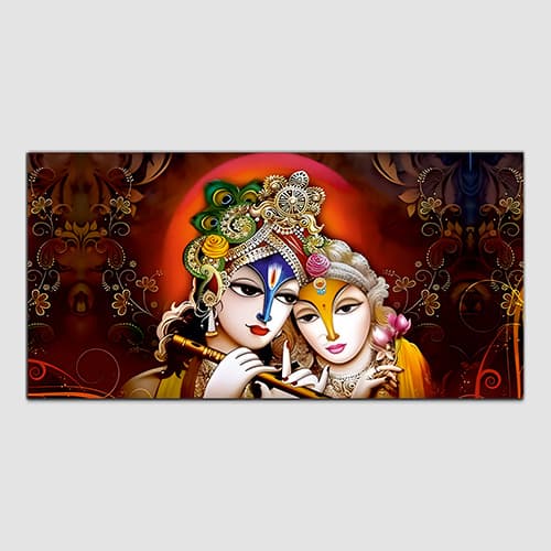 Radha Krishna Multicolor Canvas Wall Painting (WP_0338N)