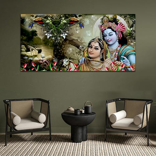 Radha Krishna Multicolor Canvas Wall Painting (WP_0339N)
