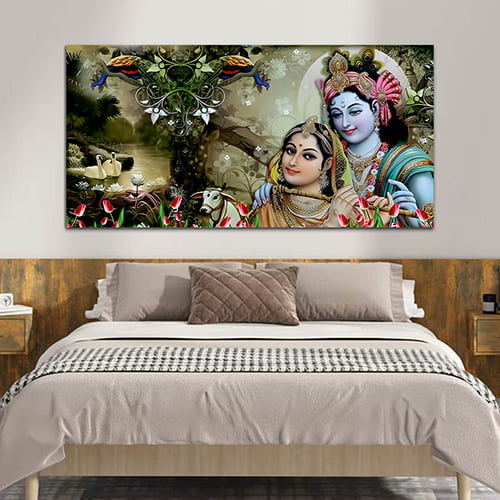 Radha Krishna Multicolor Canvas Wall Painting (WP_0339N)