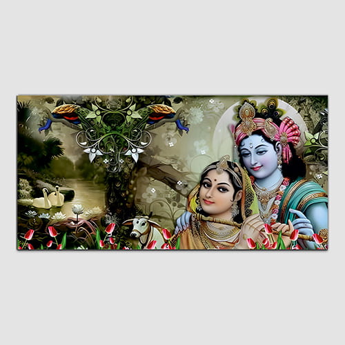 Radha Krishna Multicolor Canvas Wall Painting (WP_0339N)