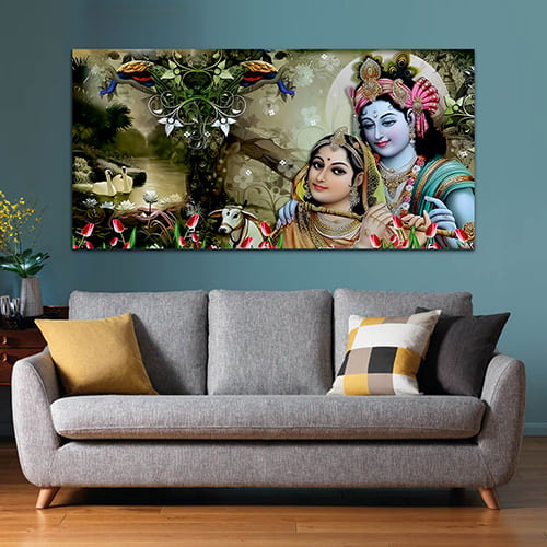 Radha Krishna Multicolor Canvas Wall Painting (WP_0339N)