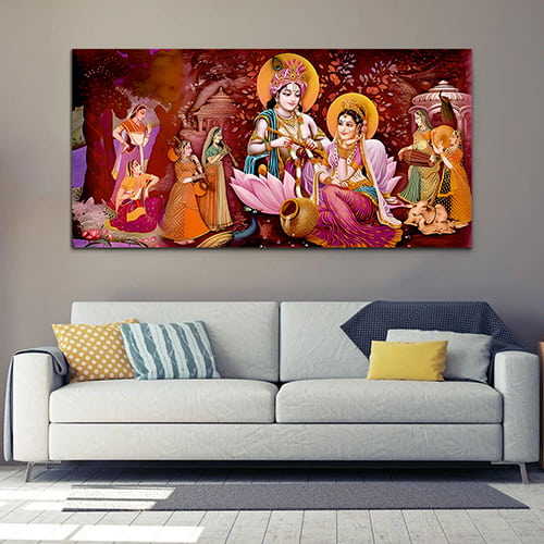 Radha Krishna Multicolor Canvas Wall Painting (WP_0340N)