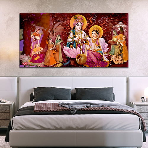 Radha Krishna Multicolor Canvas Wall Painting (WP_0340N)