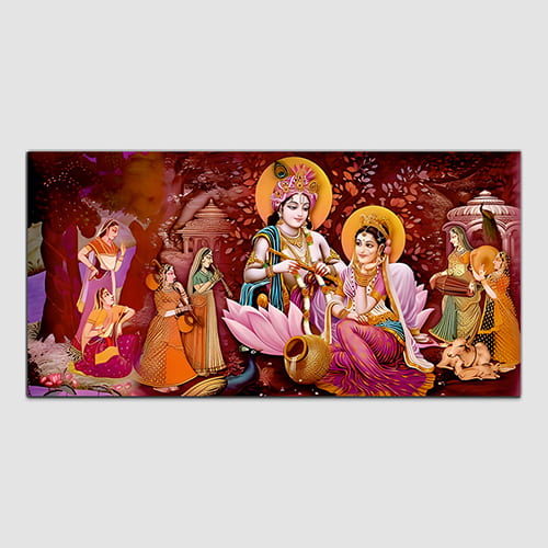 Radha Krishna Multicolor Canvas Wall Painting (WP_0340N)
