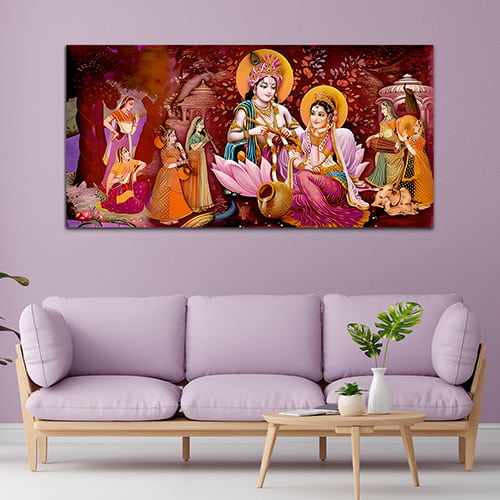Radha Krishna Multicolor Canvas Wall Painting (WP_0340N)