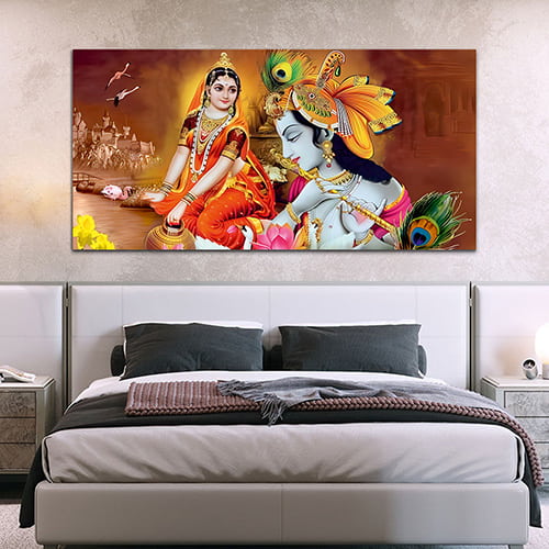 Radha Krishna Multicolor Canvas Wall Art Painting (WP_0378N)