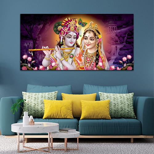 Radha Krishna Multicolor Canvas Wall Painting (WP_0379N)