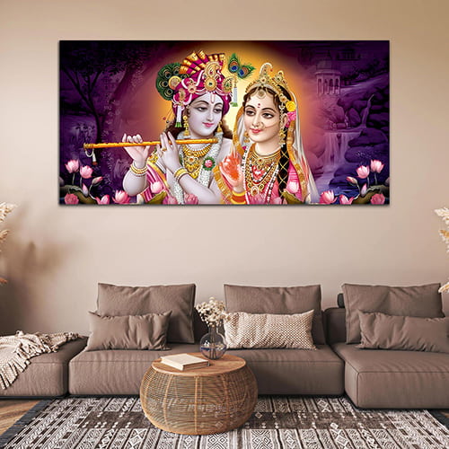 Radha Krishna Multicolor Canvas Wall Painting (WP_0379N)