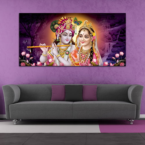 Radha Krishna Multicolor Canvas Wall Painting (WP_0379N)