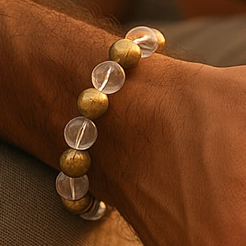 Raj Yog Bandh (Golden Pyrites & Sphatik 8MM)