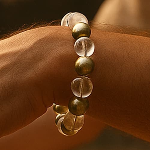 Raj Yog Bandh (Golden Pyrites & Sphatik 8MM)