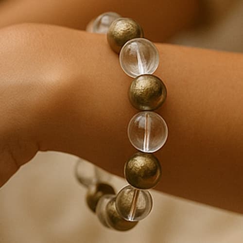 Raj Yog Bandh (Golden Pyrites & Sphatik 8MM)