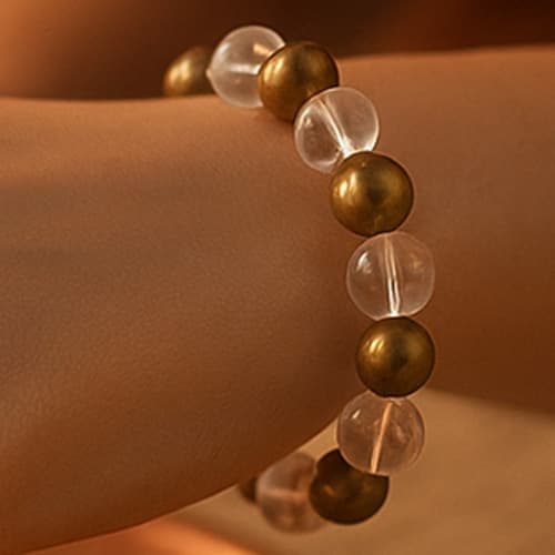 Raj Yog Bandh (Golden Pyrites & Sphatik 8MM)