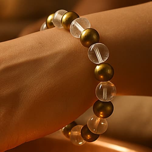 Raj Yog Bandh (Golden Pyrites & Sphatik 8MM)