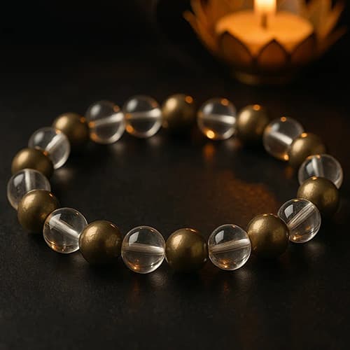 Raj Yog Bandh (Golden Pyrites & Sphatik 8MM)