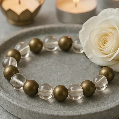 Raj Yog Bandh (Golden Pyrites & Sphatik 8MM)