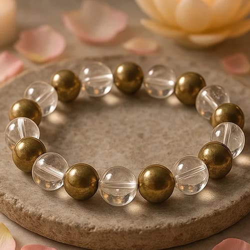 Raj Yog Bandh (Golden Pyrites & Sphatik 8MM)