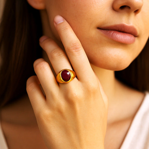 Ruby (Manikya) Panchdhatu Ring | Lab certified | Adjustable Ring