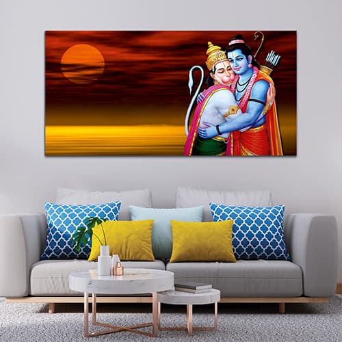 Shree Ram Hanuman Canvas Wall Art Painting (WP_0264F)