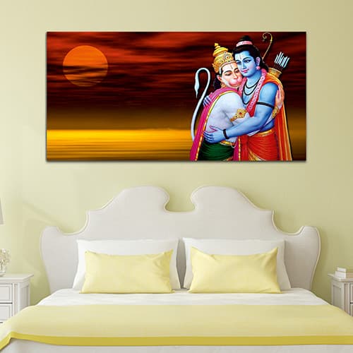 Shree Ram Hanuman Canvas Wall Art Painting (WP_0264F)