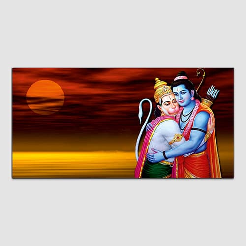 Shree Ram Hanuman Canvas Wall Art Painting (WP_0264F)