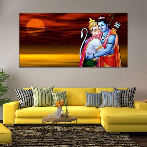 Shree Ram Hanuman Canvas Wall Art Painting (WP_0264F)